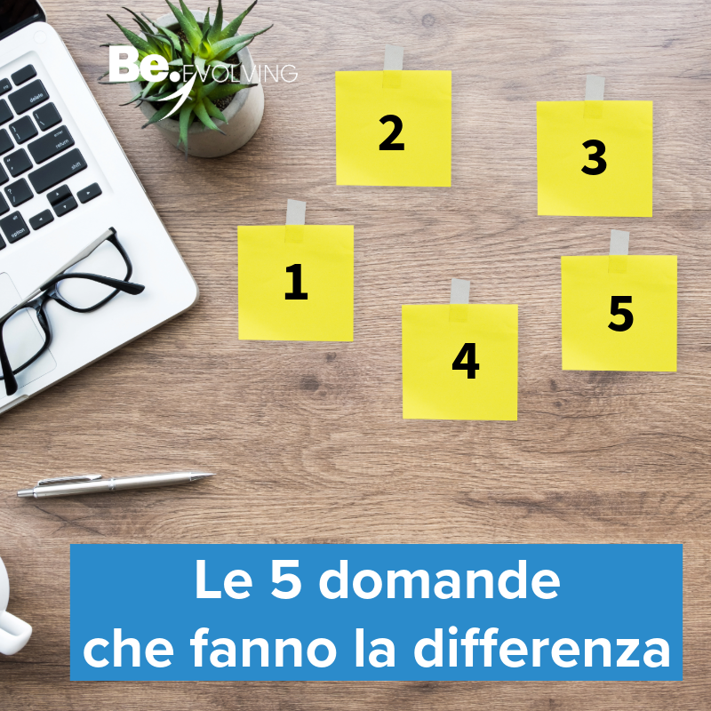 Infografica con 5 domande chiave per HR che vogliono attivare percorsi di sviluppo manageriale
